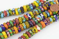 Authentic African Beads - powered glass spacer African beads, Krobo beads, recycle beads-- Handmade- Multi Color