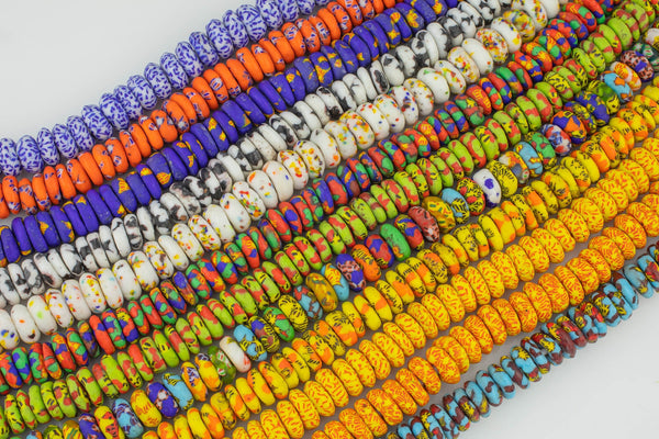 Authentic African Beads - powered glass spacer African beads, Krobo beads, recycle beads-- Handmade- Multi Color