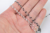 Enamel Satellite Chain Stainless Steel for Permanent Jewelry Black White 1mm Sold by the Yard