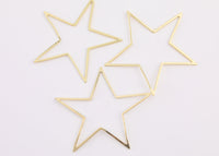 2 inch Large Stars Gold plated brass findings Large Plain Stars 51mm 2 inches to make earring necklace findings