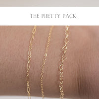 Permanent Jewelry Trio Chain Starter Pack, Gold Filled Chain By The Foot Sterling Silver Rose Paperclip Bar Cable Heart Dainty Sequin