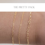 Permanent Jewelry Trio Chain Starter Pack, Gold Filled Chain By The Foot Sterling Silver Rose Paperclip Bar Cable Heart Dainty Sequin