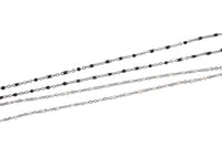 Enamel Satellite Chain Stainless Steel for Permanent Jewelry Black White 1mm Sold by the Yard