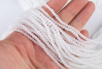 3mm Crystal Rondelle White Opal Beads -2 or 5 or 10 STRANDS- Extra Fine-14 inches long about 100+ Beads