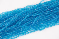 3mm Crystal Roundel London Blue Beads -2 or 5 or 10 STRANDS- Extra Fine-14 inches long about 100+ Beads