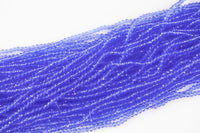 3mm Crystal Roundel Medium Blue Beads -2 or 5 or 10 STRANDS- Extra Fine-14 inches long about 100+ Beads