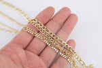 14k Gold Plated Figaro Italian Chain 3mm 4mm 5mm - Tarnish Resistant Figaro Chains - Sold by the yard