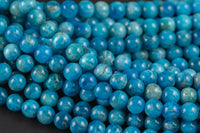 Natural Light Apatite Round sizes 4mm, 6mm, 8mm, 10mm, 12mm, 14mm- Full 15.5 Inch strand AAA Quality Smooth Gemstone Beads