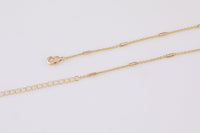 16" 18" Satellite Necklace Gold Plated Anti-Tarnish Gold Necklace Bar Tube Satellite Chain with Extender Perfect for Layering