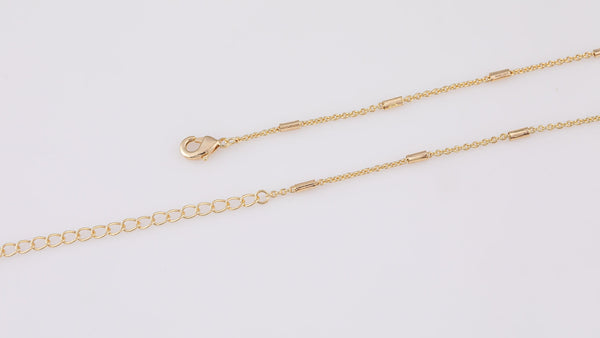 16" 18" Satellite Necklace Gold Plated Anti-Tarnish Gold Necklace Bar Tube Satellite Chain with Extender Perfect for Layering