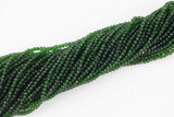 3mm Crystal Rondelle -2 or 5 or 10 STRANDS- Extra Fine-12 inches long about 100+ Beads - Forest Green