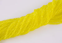 3mm Crystal Rondelle -2 or 5 or 10 STRANDS- Extra Fine-14 inches long about 100+ Beads - Neon Yellow
