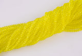 3mm Crystal Rondelle -2 or 5 or 10 STRANDS- Extra Fine-14 inches long about 100+ Beads - Neon Yellow