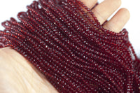 3mm Crystal Rondelle -2 or 5 or 10 STRANDS- Extra Fine-14 inches long about 100+ Beads - Dark Ruby Blood Red
