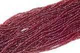 3mm Crystal Rondelle -2 or 5 or 10 STRANDS- Extra Fine-14 inches long about 100+ Beads - Dark Ruby Blood Red