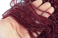 3mm Crystal Rondelle -2 or 5 or 10 STRANDS- Extra Fine-14 inches long about 100+ Beads - Dark Ruby Blood Red