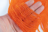 3mm Crystal Rondelle Hot Orange Beads -2 or 5 or 10 STRANDS- Extra Fine-14 inches long about 100+ Beads