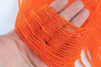 3mm Crystal Rondelle Hot Orange Beads -2 or 5 or 10 STRANDS- Extra Fine-14 inches long about 100+ Beads