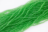 3mm Crystal Roundel Apple Green Beads -2 or 5 or 10 STRANDS- Extra Fine-14 inches long about 100+ Beads