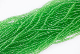 3mm Crystal Roundel Apple Green Beads -2 or 5 or 10 STRANDS- Extra Fine-14 inches long about 100+ Beads