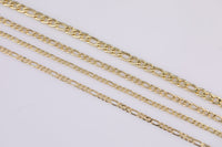 14k Gold Plated Figaro Italian Chain 3mm 4mm 5mm - Tarnish Resistant Figaro Chains - Sold by the yard