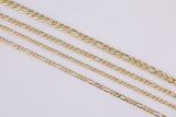 14k Gold Plated Figaro Italian Chain 3mm 4mm 5mm - Tarnish Resistant Figaro Chains - Sold by the yard