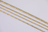 14k Gold Plated Figaro Italian Chain 3mm 4mm 5mm - Tarnish Resistant Figaro Chains - Sold by the yard