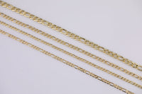 14k Gold Plated Figaro Italian Chain 3mm 4mm 5mm - Tarnish Resistant Figaro Chains - Sold by the yard