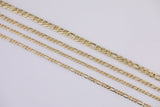 14k Gold Plated Figaro Italian Chain 3mm 4mm 5mm - Tarnish Resistant Figaro Chains - Sold by the yard