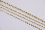 14k Gold Plated Figaro Italian Chain 3mm 4mm 5mm - Tarnish Resistant Figaro Chains - Sold by the yard
