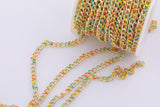Dainty Multi color Enamel Chain Multicolor Rolo Cable Paperclip Cuban Curb Chain by Yard, Link Cable Thick Elongate Chain Roll Chain Jewelry