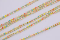 Dainty Multi color Enamel Chain Multicolor Rolo Cable Paperclip Cuban Curb Chain by Yard, Link Cable Thick Elongate Chain Roll Chain Jewelry