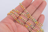 Dainty Multi color Enamel Chain Multicolor Rolo Cable Paperclip Cuban Curb Chain by Yard, Link Cable Thick Elongate Chain Roll Chain Jewelry