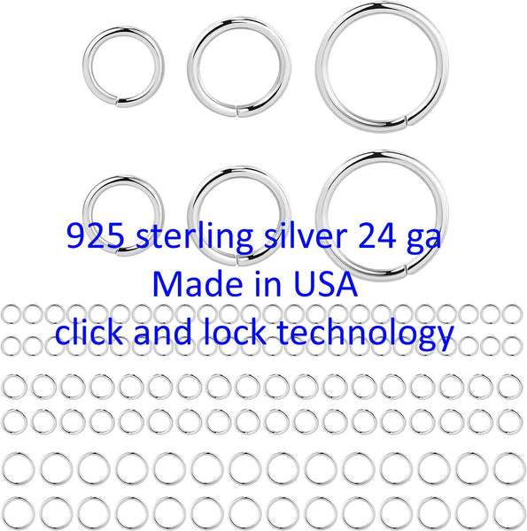 925 Sterling silver Jump Rings 24 Gauge 24 ga SS - Made in USA - 3mm 3.5mm, 4mm, 5mm, 6mm