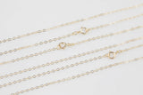 14K GOLD FILLED Necklace Chain Made in USA Wholesale Delicate Everyday Chain, 1.3 to 1.5mm Flat Finished Cable w/ Spring Clasp High Quality