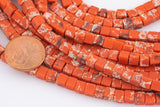 4mm Orange Aqua Terra Jasper Beads Snakeskin Serpentine Beads Cube Square Natural Gemstone Beads 15.5" Strand