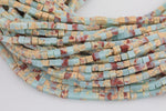 Natural Aqua Terra Jasper Beads 4mm Cube Beads Snakeskin Serpentine Square Natural Untreated Gemstone Beads 15.5" Strand