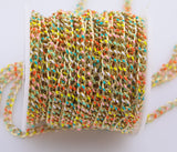 Dainty Multi color Enamel Chain Multicolor Rolo Cable Paperclip Cuban Curb Chain by Yard, Link Cable Thick Elongate Chain Roll Chain Jewelry