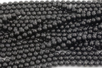 Natural Black Tourmaline Diamond Cut AAA Grade Sharp Faceted High Quality in Faceted Round 4mm 6mm 8mm Gemstone Beads