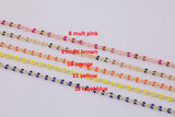Dainty Multi color Enamel Rolo Cable Paperclip Chain by Yard, Link Cable Thick Elongate Chain, Wholesale bulk Roll Chain Jewelry