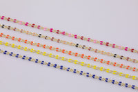 Dainty Multi color Enamel Rolo Cable Paperclip Chain by Yard, Link Cable Thick Elongate Chain, Wholesale bulk Roll Chain Jewelry