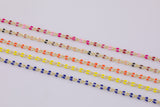 Dainty Multi color Enamel Rolo Cable Paperclip Chain by Yard, Link Cable Thick Elongate Chain, Wholesale bulk Roll Chain Jewelry