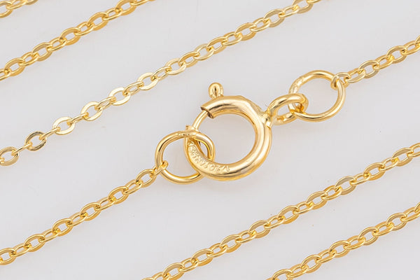 Extra Dainty 14K 14/20 GOLD FILLED Necklace Chain Made in USA Delicate Everyday Chain, Tight 1mm Flat Cable w/ Spring Clasp High Quality