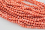 Pink Peach Bamboo Coral Round High Quality 2mm and 4mm Full Strand 16" Gemstone Beads