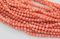 Pink Peach Bamboo Coral Round High Quality 2mm and 4mm Full Strand 16" Gemstone Beads