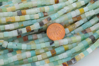 Natural Amazonite Beads 4mm Cube Beads Square Natural Untreated Gemstone Beads 15.5" Strand