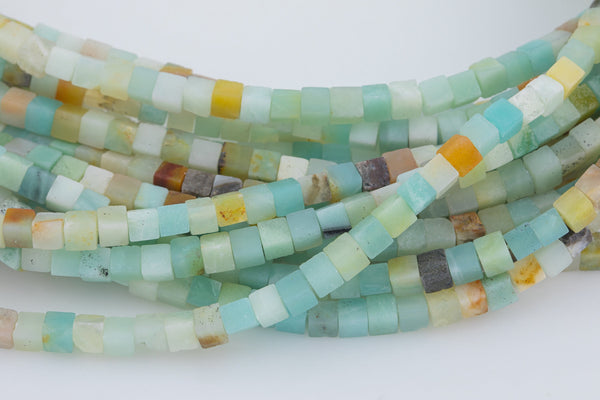 Natural Amazonite Beads 4mm Cube Beads Square Natural Untreated Gemstone Beads 15.5" Strand