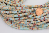 Natural Aqua Terra Jasper Beads 4mm Cube Beads Snakeskin Serpentine Square Natural Untreated Gemstone Beads 15.5" Strand