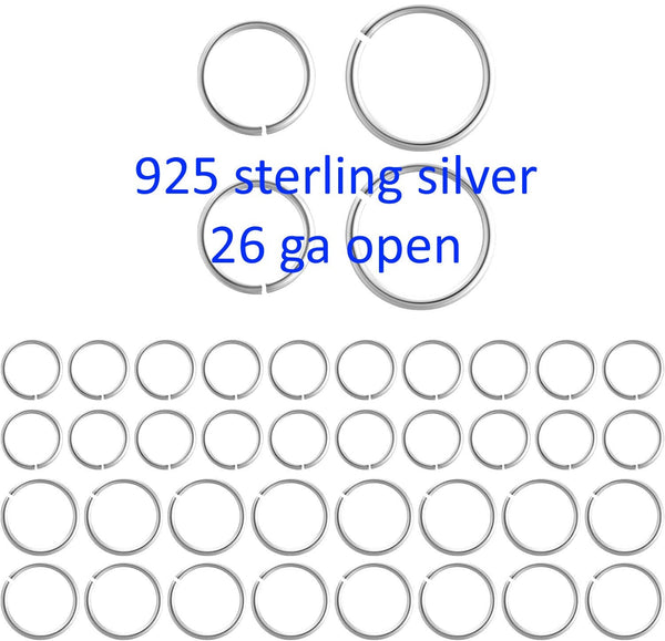 925 Sterling silver Jump Rings 26 Gauge 26 ga 27 Gauge 27 ga - 925 SS Made in USA - 3mm 4mm - Click and Lock