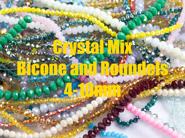 BULK CRYSTALS MIX Bag Beautiful High Quality Crystal Beads By the Pound - 1lb to 2lb bags 3mm 4mm 6mm 8mm 10mm Wholesale Bulk Mix grab bag